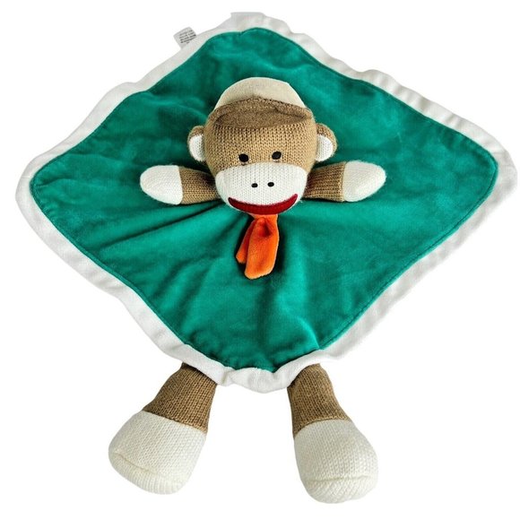 Baby Starters Sock Monkey Lovey Baby Security Blanket Infant Green Plush Toy - Picture 1 of 9